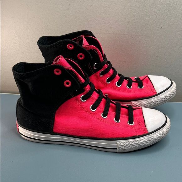Converse Pink and Black High-Top Velcro Close Sneakers Junior 5= Women’s 7-7.5 - Picture 2 of 9